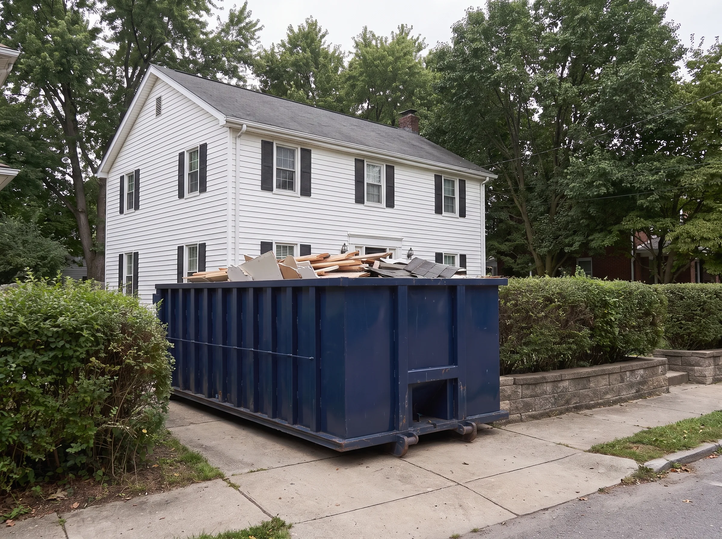 Roll-off dumpster being loaded in Atlantic County, NJ